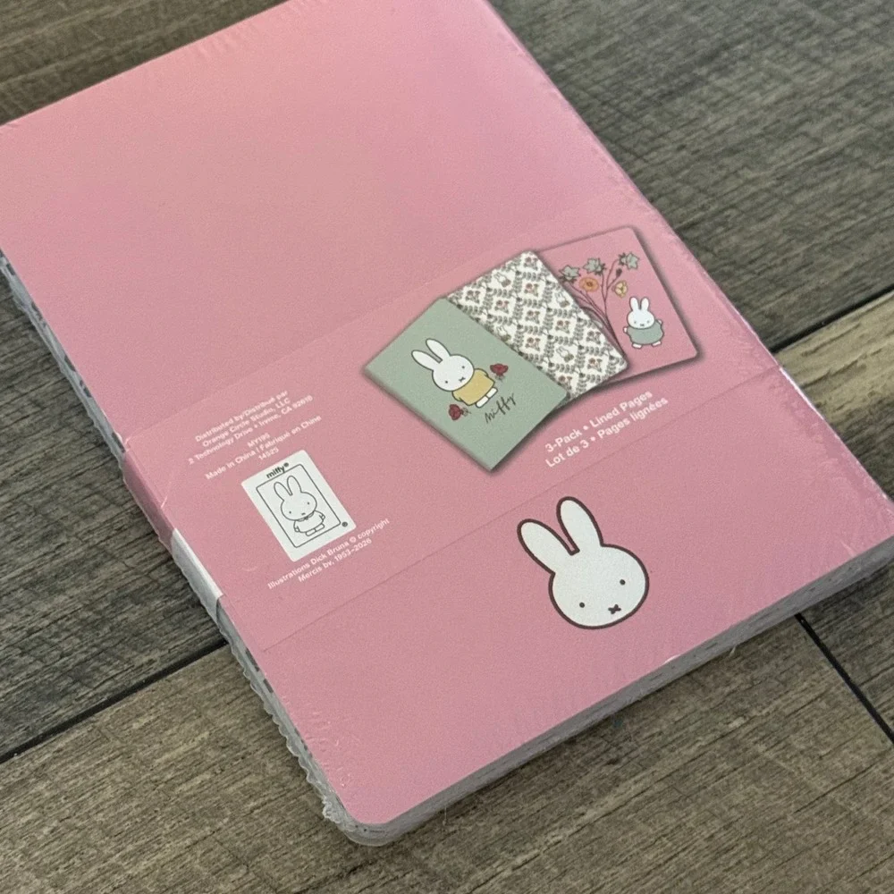Miffy Notebook Trio 3-Pack Lined Journals Sage Green Pink Floral 240 Pages New